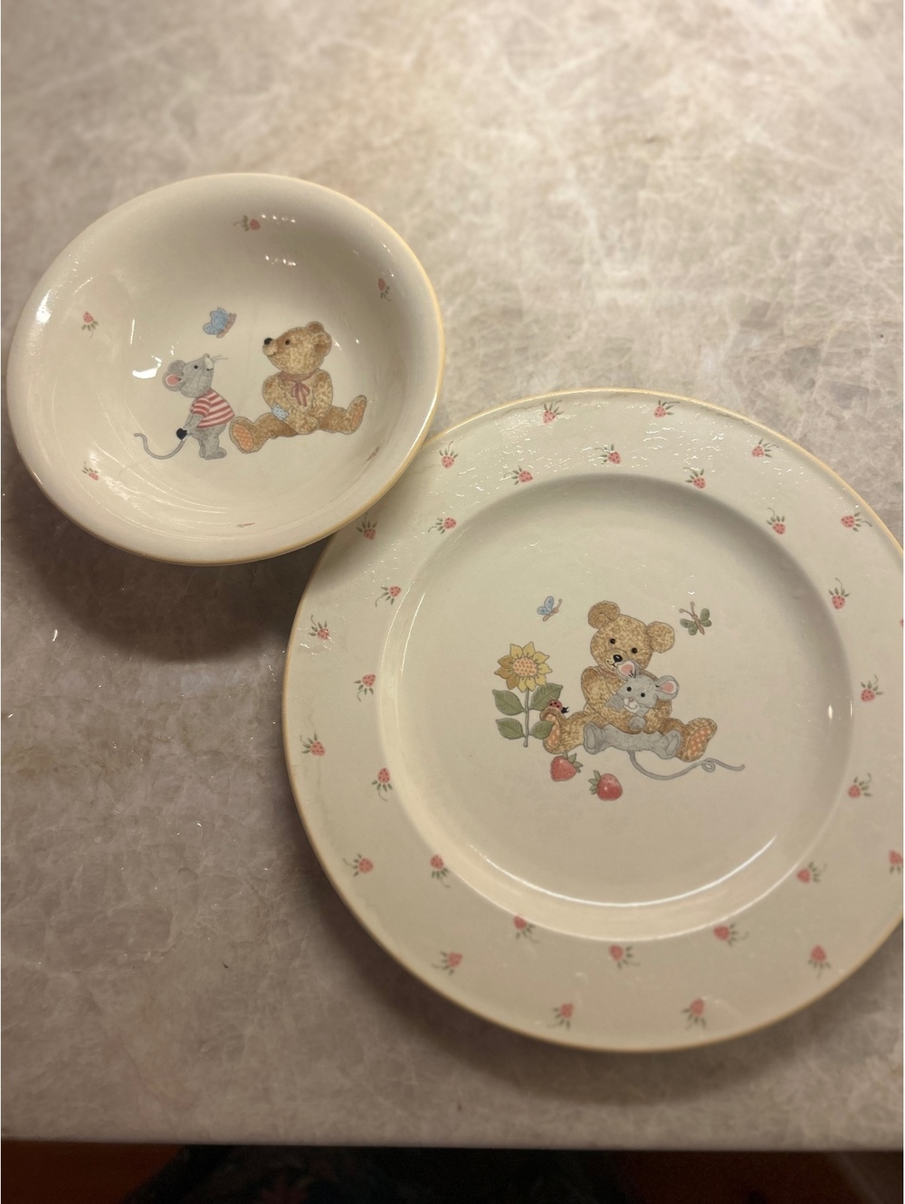 Vintage Mikasa Teddy Bear Plate & Bowl Set (CC018) - Discontinued, AS-IS